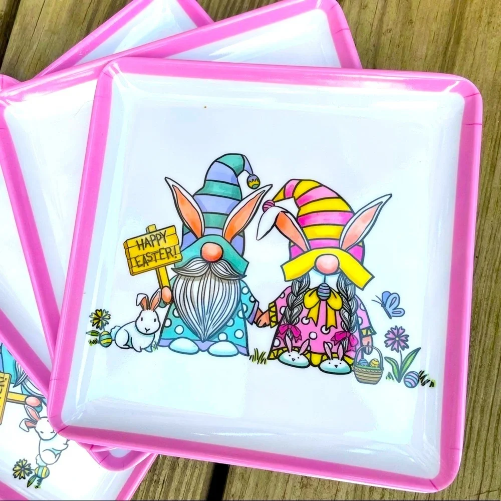 Set of 4 small plastic Novogratz Easter plates